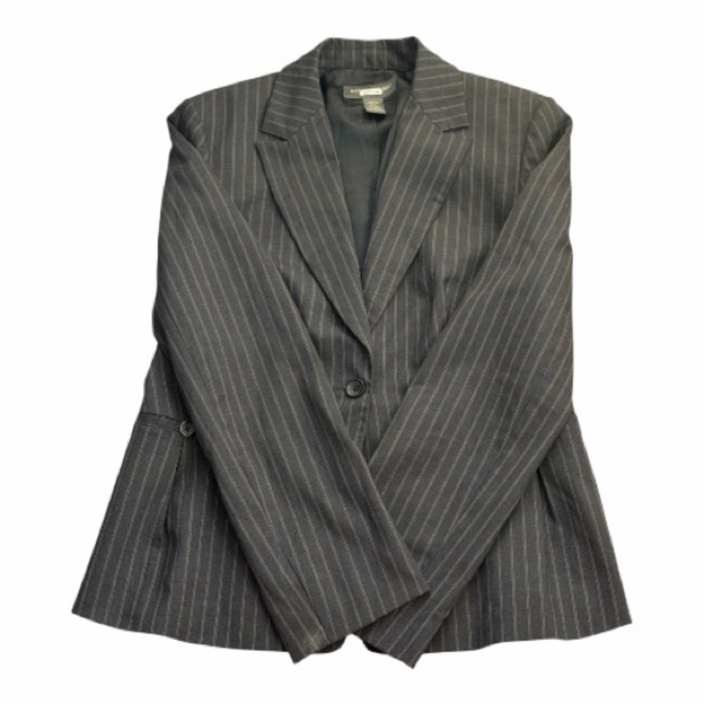 Banana Republic Pinstripe Blazer – Gray Fitted Career Jacket